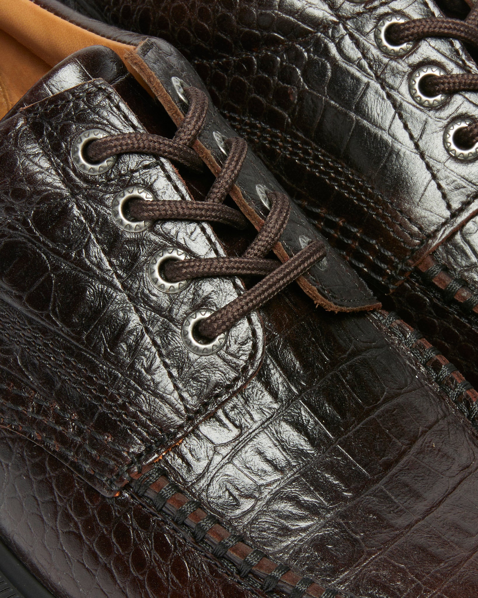 Lowell - Dark Brown Analine Croc Embossed