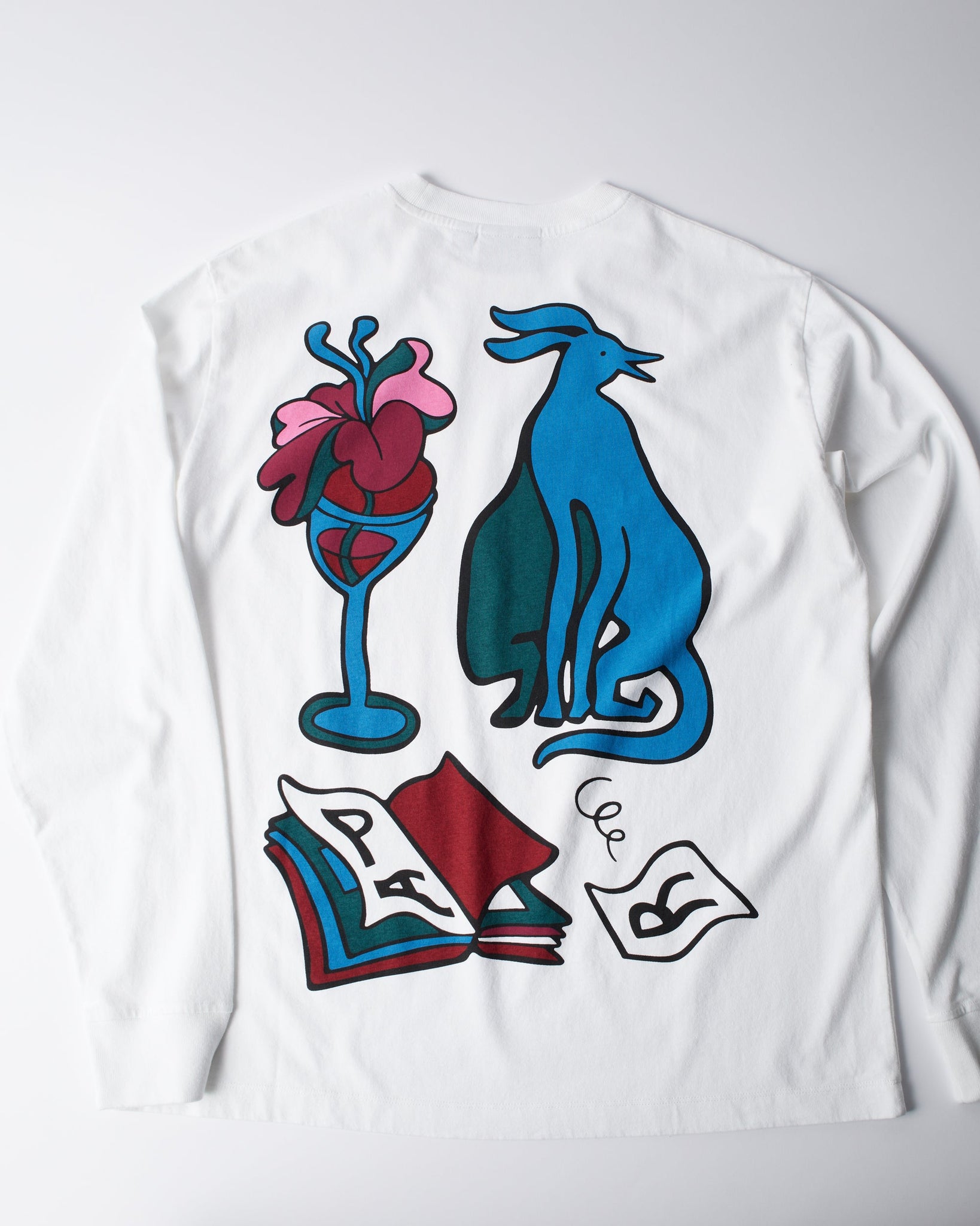 wine and books long sleeve t-shirt white
