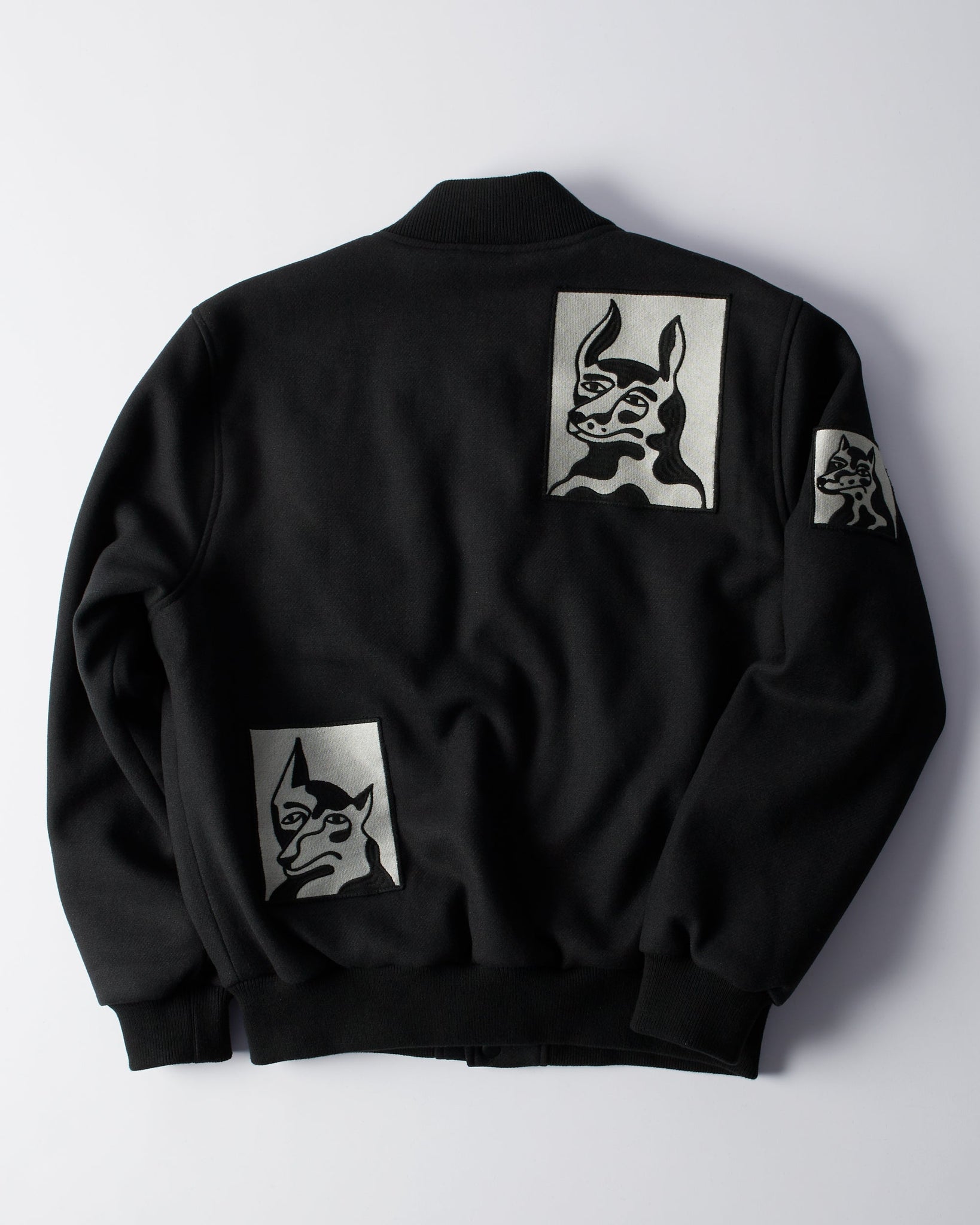 dog faced varsity jacket - black