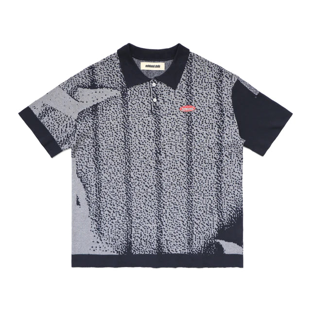 Abstract Knit Polo in Navy