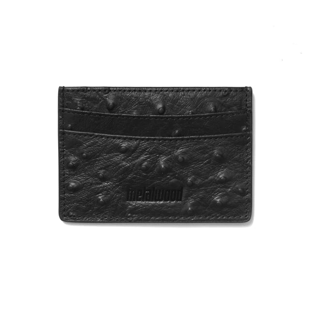 Ostrich Leather Card Holder - Black
