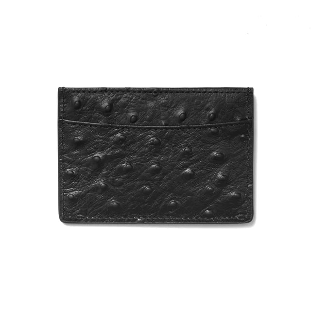 Ostrich Leather Card Holder - Black