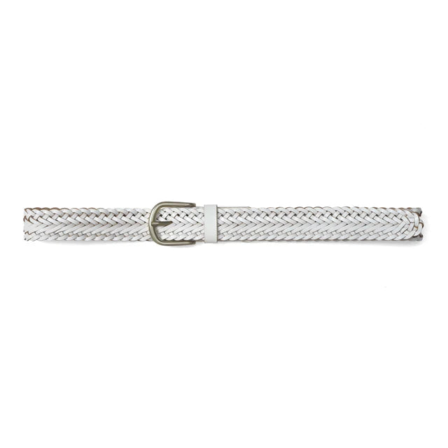 Leather Braided Belt - White